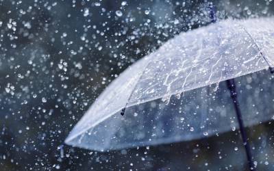 Umbrella in heavy rain